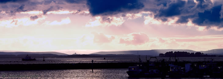 Poole Harbour sunset to Corfe Castle