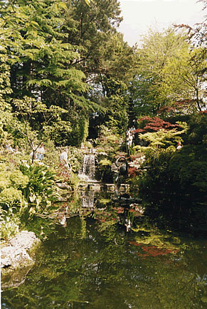 A waterfall at Compton Acres